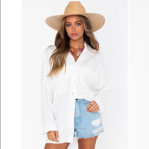 NWOT Johns Button Down Shirt Show me Your Mumu M - Picture 1 of 12